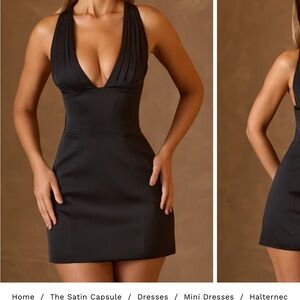 Oh Polly Carlotta dress in black satin. This is a size us 0, uk 4.
